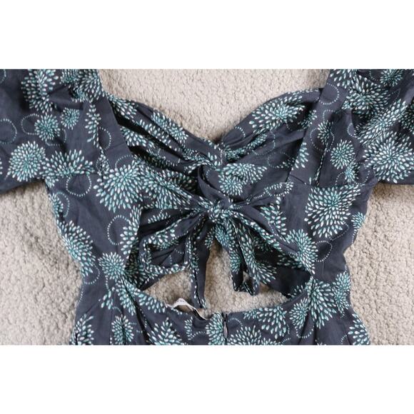 Karina Grimaldi Dress Medium Floral Print Lined Puff Sleeve Cut out Mini - Picture 5 of 8